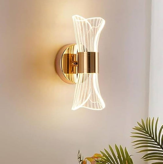 Modern Gold LED Wall Light (Curved Crystal Design)